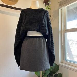 Marc Jacobs Gray Soft Cashmere Silk Elastic Waist Mini Skirt Size Medium